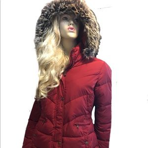 NWT! IZOD Dark Red Winter Puffer Coat Parka M